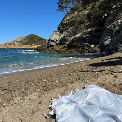 Pools - hammam towel Organic light blue/white - OTTOMANIA