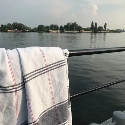 Pools - hammam towel Organic light blue/dark blue - OTTOMANIA