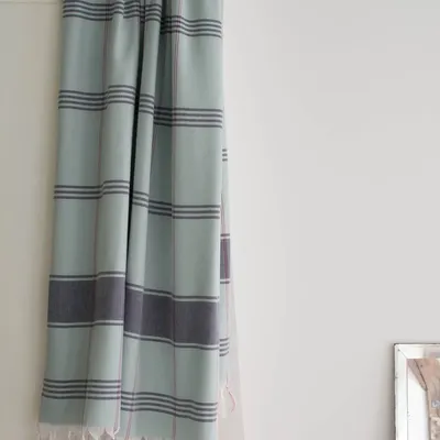 Pools - hammam towel Organic sea green/dark blue - OTTOMANIA