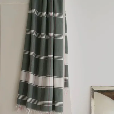 Pools - hammam towel Organic pine green/white - OTTOMANIA