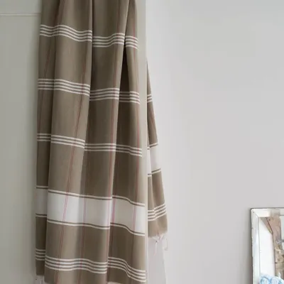 Pools - hammam towel Organic olive green/white - OTTOMANIA