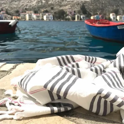 Pools - hammam towel Organic dark grey Large - OTTOMANIA