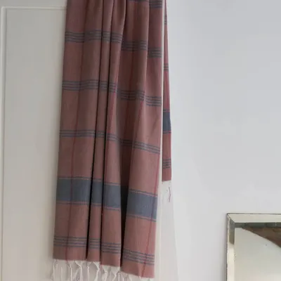 Piscines - fouta Organic chocolat/bleu foncé - OTTOMANIA