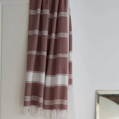Pools - hammam towel Organic chocolate/white - OTTOMANIA