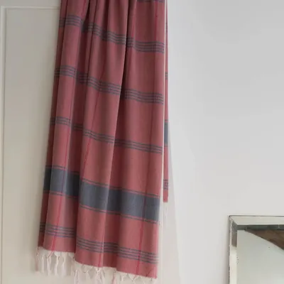 Piscines - fouta Organic bordeaux/bleu foncé - OTTOMANIA