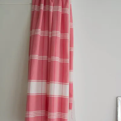 Pools - hammam towel Organic candy pink/white - OTTOMANIA
