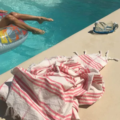 Piscines - fouta Organic rose bonbon Large - OTTOMANIA