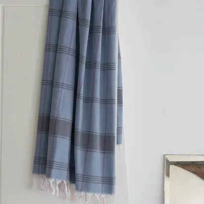 Pools - hammam towel Organic steel blue/dark blue - OTTOMANIA
