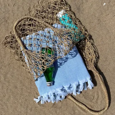 Pools - hammam towel with terry cloth, ocean blue - OTTOMANIA