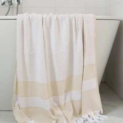 Piscines - fouta avec éponge moutarde - OTTOMANIA