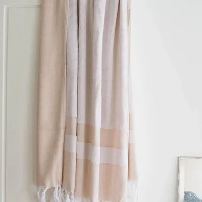 Piscines - fouta avec éponge ocre - OTTOMANIA