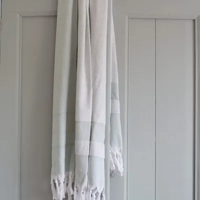 Piscines - fouta avec éponge gris-vert - OTTOMANIA