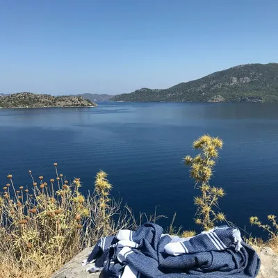 Other bath linens - hammam towel navy blue/white - OTTOMANIA