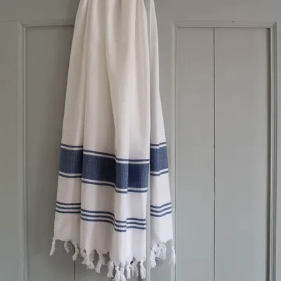 Autres linges de bain - fouta blanc/bleu marine - OTTOMANIA