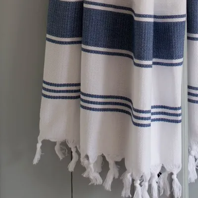 Autres linges de bain - fouta blanc/bleu marine - OTTOMANIA