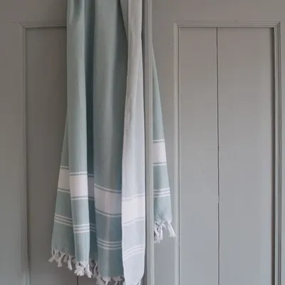 Autres linges de bain - fouta vert de mer/blanc - OTTOMANIA