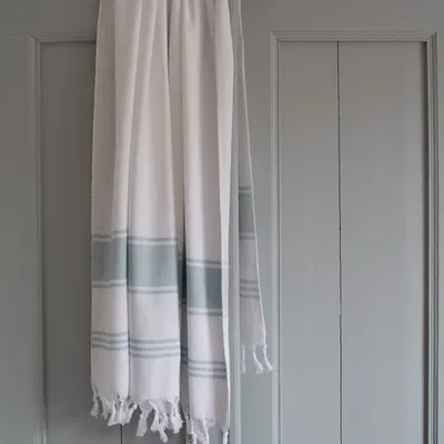 Other bath linens - hammam towel white/sea green - OTTOMANIA
