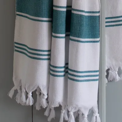 Other bath linens - hammam towel white/petrol - OTTOMANIA
