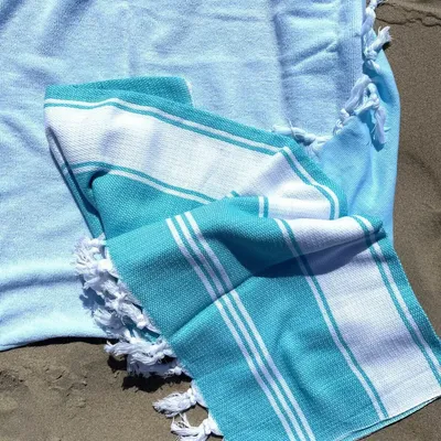 Other bath linens - hammam towel aqua/white - OTTOMANIA