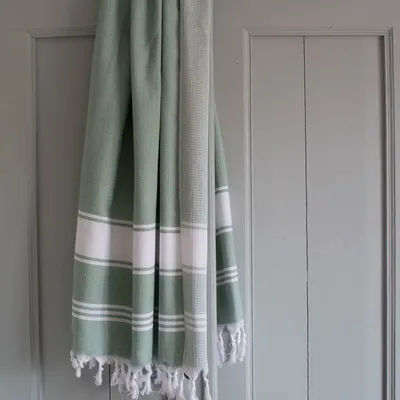 Other bath linens - hammam towel grey-green/white - OTTOMANIA
