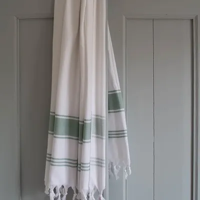 Other bath linens - hammam towel white/grey-green - OTTOMANIA