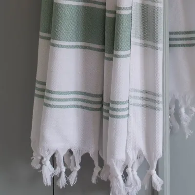 Other bath linens - hammam towel white/grey-green - OTTOMANIA