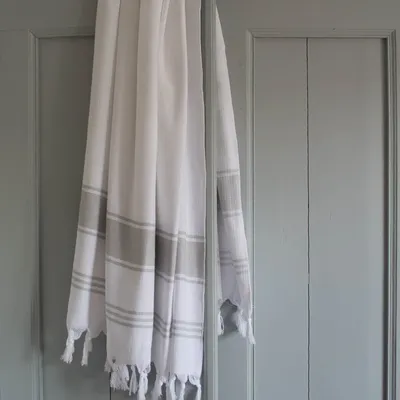 Autres linges de bain - fouta blanc/gris clair - OTTOMANIA