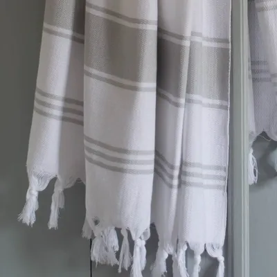 Autres linges de bain - fouta blanc/gris clair - OTTOMANIA