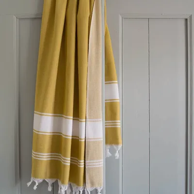 Autres linges de bain - fouta moutarde/blanc - OTTOMANIA