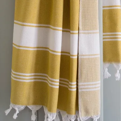 Autres linges de bain - fouta moutarde/blanc - OTTOMANIA