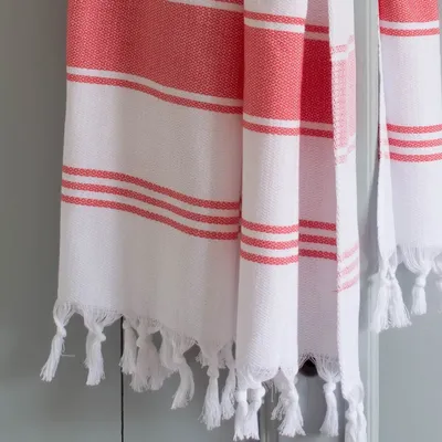 Other bath linens - hammam towel white/coral red - OTTOMANIA