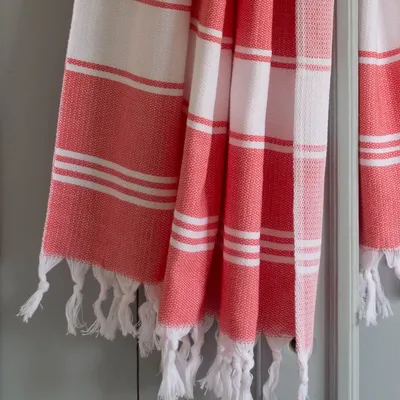 Other bath linens - hammam towel coral red/white - OTTOMANIA