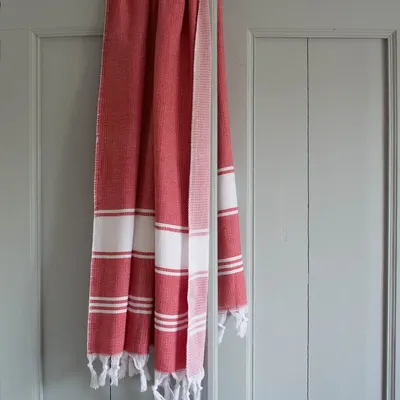 Other bath linens - hammam towel brick red/white - OTTOMANIA