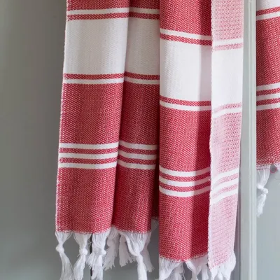 Other bath linens - hammam towel brick red/white - OTTOMANIA