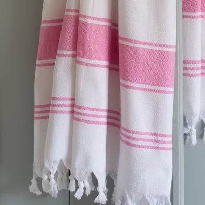 Autres linges de bain - fouta blanc/rose sorbet - OTTOMANIA