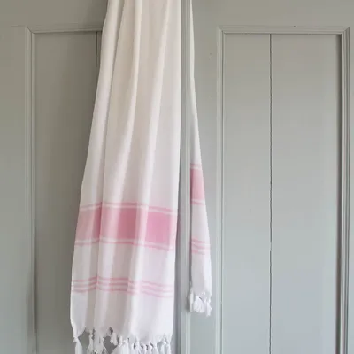 Autres linges de bain - fouta blanc/rose - OTTOMANIA