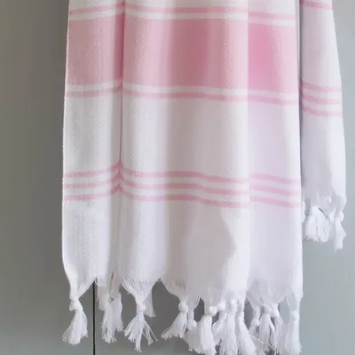 Autres linges de bain - fouta blanc/rose - OTTOMANIA