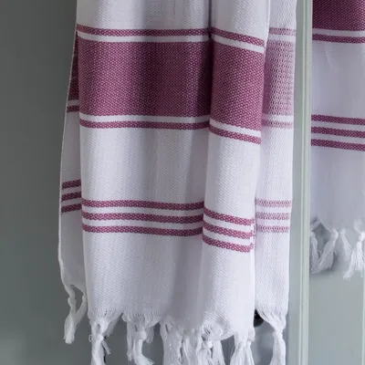Autres linges de bain - fouta blanc/framboise - OTTOMANIA