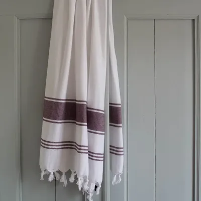 Other bath linens - hammam towel white/aubergine - OTTOMANIA