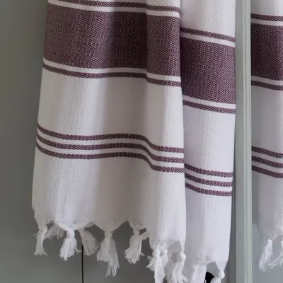 Other bath linens - hammam towel white/aubergine - OTTOMANIA