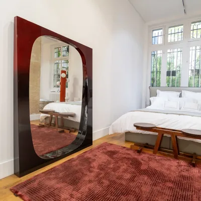 Hotel bedrooms - Constantin Full Lenght Rectangular Floor Mirror in Lacquered Wood - DUISTT