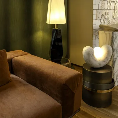 Tables for hotels - Orbit Round Accent Table in Bronze With Gradient Finish,Portugal - DUISTT