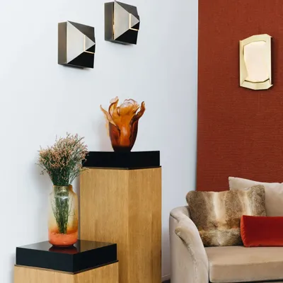 Wall lamps - Stud Wall Sconce, geometric wall light, brass dark bronze - DUISTT