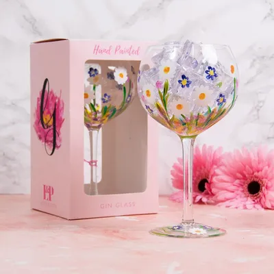 Glass - gin glass dragonfly & daisies - KARENA INTERNATIONAL