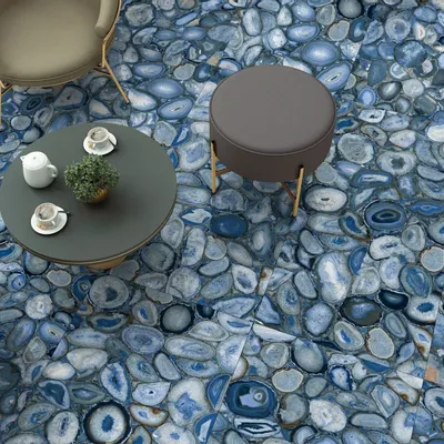 Indoor floor coverings - Porcelain Tile Marble Effect Blue Polished 60x120 - EABE1503 - CERAMISHOP