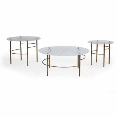 Tables basses - TRIO de tables basses en verre bullé - EMPREINTE DU TEMPS