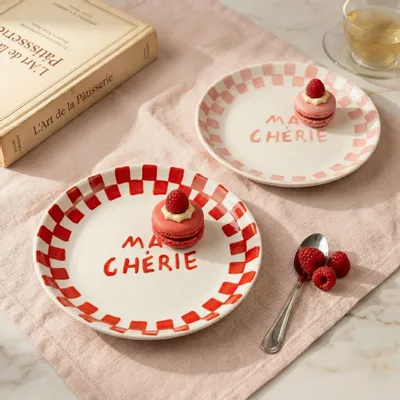 Everyday plates - Ma Cherie Ceramic Snack Plate , 7x7 Inches - CASA AMAROSA