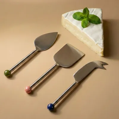 Knives - Stainless Steel Cheese Knife Set, (Set of 3)- 6.5 x 2 Inches - CASA AMAROSA
