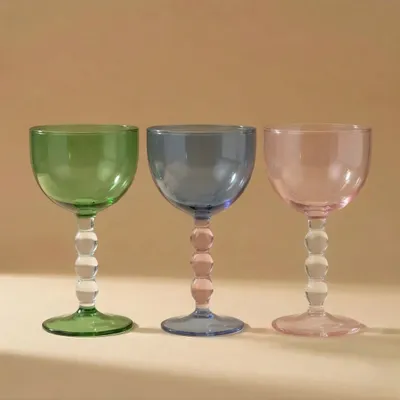 Verres à pied - Verre à cocktail Bubble Stem, 6,2 x 3,5 pouces - CASA AMAROSA
