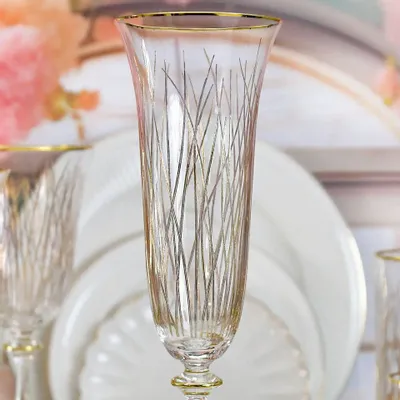 Verres à pied - Boucle de champagne 6ct Bloom Gold-BGA - COMBI POLAND GLASS DECORATOR